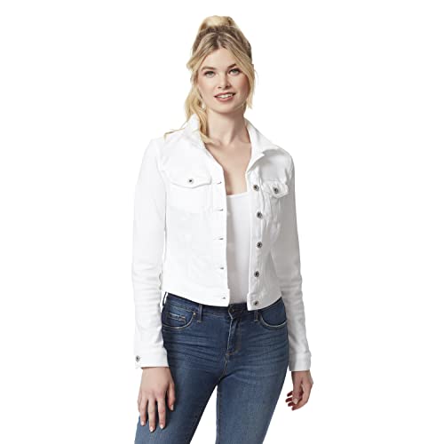 Jessica Simpson womens Superloved Pixie Crop Jean Jacket, White/White, Medium US