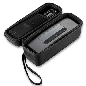 caseling hard case fits bose soundlink mini ii (1 and 2 gen) portable wireless speaker & charger/cable accessories - fits with the bose silicone soft cover - storage carrying travel bag.