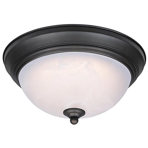 Westinghouse Lighting 6400600 11-Inch LED Indoor Flush Mount Ceiling Fixture, Oil Rubbed Bronze Finish with White Alabaster Glass