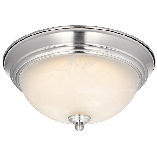 Westinghouse Lighting 6400500 11-Inch LED Indoor Flush Mount Ceiling Fixture, Brushed Nickel Finish with White Alabaster Glass