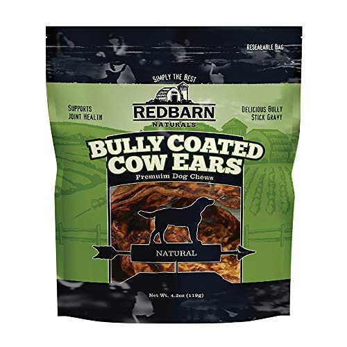 Redbarn All-Natural Bully Coated Cow Ears Chews for Dogs - Premium Crunchy Dental Treats with Chondroitin for Joint Health - Made in USA with No Artificial Ingredients - 4.2 oz Bag