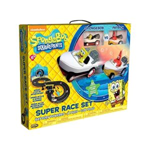nkok spongebob hot rod boat slot car race set 2531, contains 8 feet of track, dual players, great item for kids to play with, features a lap counter, ages 6 and up