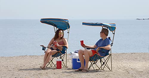 Quik Shade MAX Shade Relaxing Chair With Cup Holders, Foldable, Aluminum, Blue