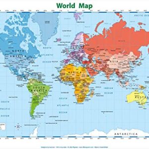 Little Wigwam World Map Chart - Tear-Resistant Educational Poster (24 x 17 inches)