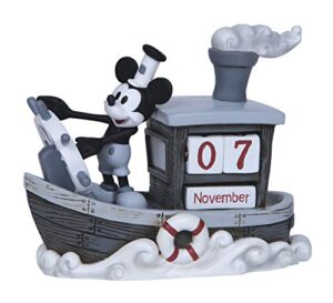 precious moments, disney showcase collection, “mickey mouse perpetual calendar”, resin figurine, #144707 , gray