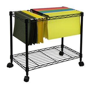 Oceanstar Portable 1-Tier Metal Rolling File Cart, Black,24 in