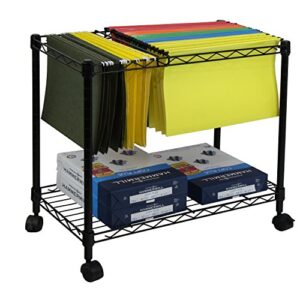 Oceanstar Portable 1-Tier Metal Rolling File Cart, Black,24 in