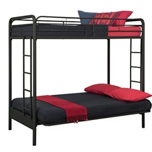 DHP Twin-Over-Futon Convertible Couch and Bed with Metal Frame and Ladder - Black