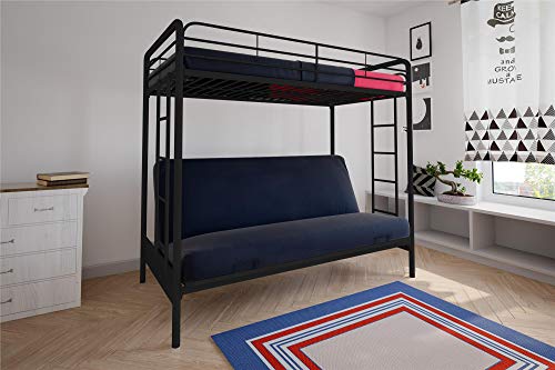 DHP Twin-Over-Futon Convertible Couch and Bed with Metal Frame and Ladder - Black