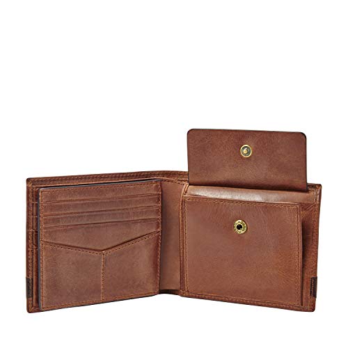 Fossil Men's Quinn Leather Bifold with Coin Pocket Wallet, Brown, (Model: ML3653200)