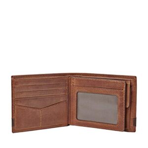 Fossil Men's Quinn Leather Bifold with Coin Pocket Wallet, Brown, (Model: ML3653200)