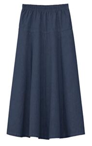 baby o girls kids basic denim jeans a-line ankle length maxi skirt for 4 to 18 years old (dark blue, x-large)