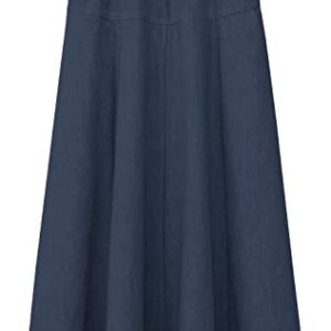 BABY O Girls Kids Basic Denim Jeans A-Line Ankle Length Maxi Skirt for 4 to 18 Years Old (Dark Blue, X-Large)