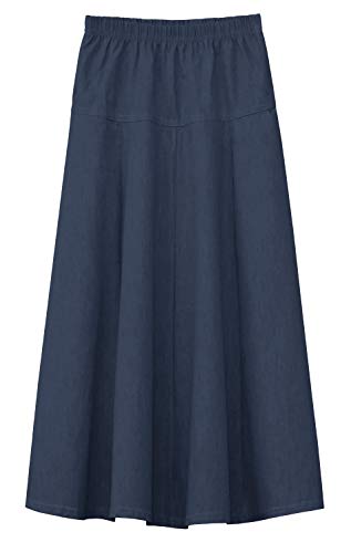 BABY O Girls Kids Basic Denim Jeans A-Line Ankle Length Maxi Skirt for 4 to 18 Years Old (Dark Blue, X-Large)