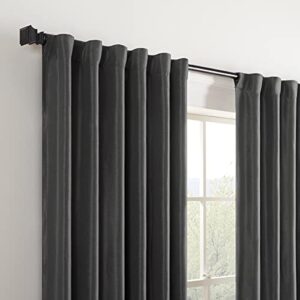 Eclipse Fresno Modern Blackout Thermal Rod Pocket Window Curtain for Bedroom (1 Panel), 52 in x 63 in, Charcoal