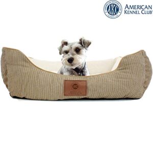 American Kennel Club Small Tan Dog Bed, Solid Weave Cuddler, AKC Pet Cuddler, 26"