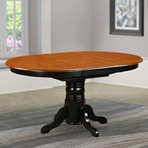 East West Furniture AVT-BLK-TP Avon Kitchen Dining Table - an Oval Wooden Table Top with Butterfly Leaf & Pedestal Base, 42x60 Inch, Black & Cherry