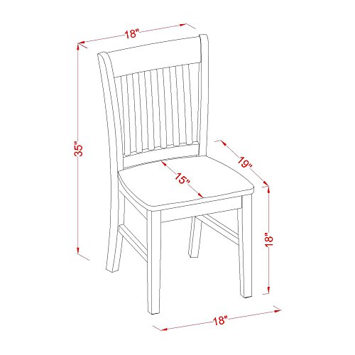 East West Furniture NOFK5-OAK-W Norfolk 5 Piece Set for 4 Includes a Rectangle Kitchen Table with Butterfly Leaf and 4 Dining Room Chairs, 32x54 Inch, Oak