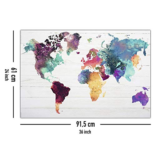 World map Poster The World in Watercolours (36"x24")