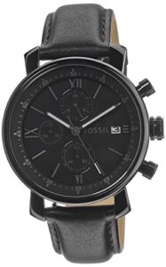 rhett chronograph black leather watch
