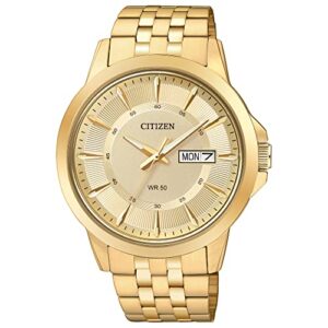 citizen quartz mens watch, stainless steel, classic, gold-tone (model: bf2013-56p)