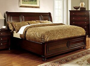 24/7 shop at home aaron traditional wood queen panel bed, dark cherry