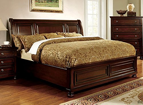 24/7 Shop at Home Aaron Traditional Wood Queen Panel Bed, Dark Cherry