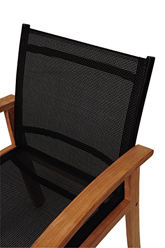 Amazonia Georgetown 9 Piece Teak Extendable Rectangular Dining Set with Black Sling Chairs