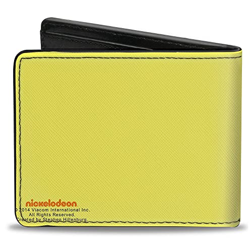 SpongeBob Squarepants Men's Buckle-Down PU Bifold Wallet-Spongebob Face Close-UP Yellows, Multicolor, 4.0" x 3.5"