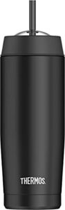 thermos 18 ounce vacuum insulated cold cup with straw, black