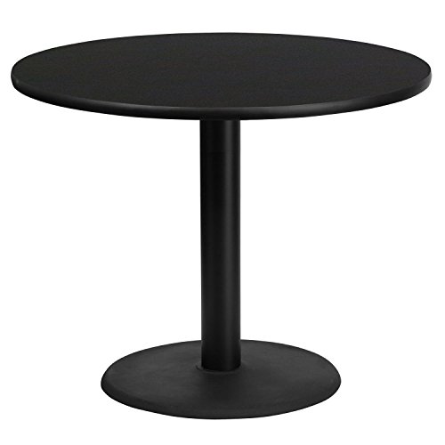 Flash Furniture Stiles 36'' Round Black Laminate Table Top with 24'' Round Table Height Base