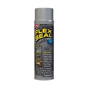 flex seal, 14 oz, gray, stop leaks instantly, waterproof rubber spray on sealant coating, perfect for gutters, wood, rv, campers, roof repair, skylights, windows, and more