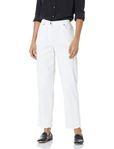 ruby rd. women's petite classic 5-pocket fly front denim jean, white, 8