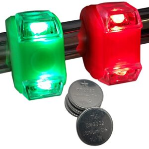 bright eyes green & red portable marine led boating lights - boat bow or stern safety lights - water-resistant
