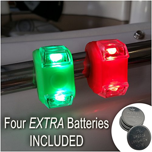 Bright Eyes Green & Red Portable Marine LED Boating Lights - Boat Bow or Stern Safety Lights - Water-resistant