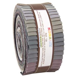 Robert Kaufman KONA COTTON SOLIDS GRAY AREA Roll Up 2.5" Precut Cotton Fabric Quilting Strips Jelly Roll Assortment RU-424-40