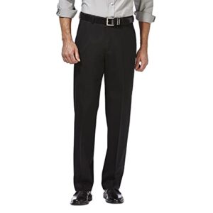 haggar men's classic fit flat-front hidden expandable waistband premium no iron khaki, 38w x 29l - black