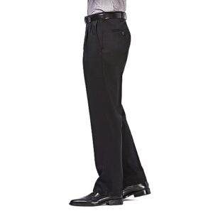 HAGGAR Men's Premium No Iron Khaki Classic Fit Pleat Front Regular and Big & Tall Sizes, Black, 38W x 29L