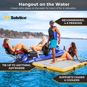 SOLSTICE ORIGINAL Floating Inflatable Dock Platform 8 X 5 FT Float For Lake Boat Pool Ocean | Water Mat Swim Deck Raft For Multiple Adults Kids Dogs | Heavy Duty Dropstitch 6 Inch Thick W/ Bag-&-Pump