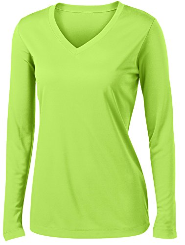 Animal Den Women's Long Sleeve Moisture Wicking Athletic Shirts UP F50+ UV Rash Guard Sun Protection Lime-L