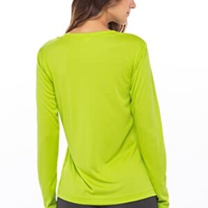 Animal Den Women's Long Sleeve Moisture Wicking Athletic Shirts UP F50+ UV Rash Guard Sun Protection Lime-L