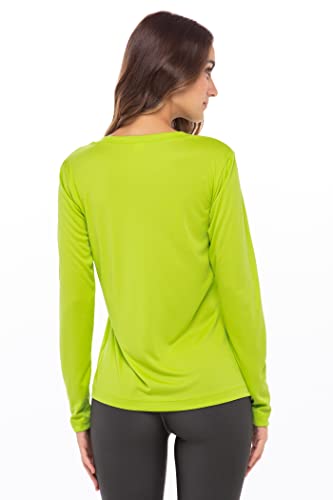 Animal Den Women's Long Sleeve Moisture Wicking Athletic Shirts UP F50+ UV Rash Guard Sun Protection Lime-L