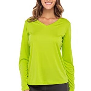 Animal Den Women's Long Sleeve Moisture Wicking Athletic Shirts UP F50+ UV Rash Guard Sun Protection Lime-L