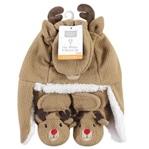 Hudson Baby Womens Hudson Baby Unisex Baby Trapper Hat, Mitten and Bootie Set, Reindeer, 0-6 Months Winter Accessory Set, Reindeer, Months US