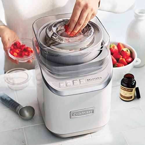 Cuisinart ICE-60WP1 2-Quart Cool Creations Ice Cream, Frozen Yogurt, Gelato and Sorbet Maker, LCD Screen with Countdown Timer, Makes Frozen Treats in 20-Minutes or Less, Stainless Steel/White