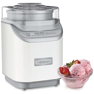 Cuisinart ICE-60WP1 2-Quart Cool Creations Ice Cream, Frozen Yogurt, Gelato and Sorbet Maker, LCD Screen with Countdown Timer, Makes Frozen Treats in 20-Minutes or Less, Stainless Steel/White