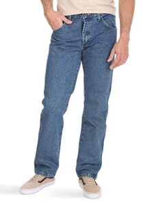wrangler authentics men's classic 5-pocket regular fit cotton jean, stonewash mid, 34w x 32l