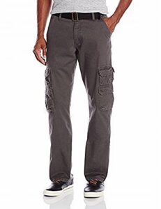 wrangler authentics men's premium relaxed fit straight leg cargo pant, anthracite twill, 34w x 30l