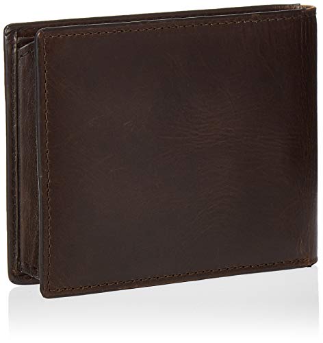 Fossil Men's Derrick Leather RFID-Blocking Bifold with Flip ID Wallet, Dark Brown, (Model: ML3681201)