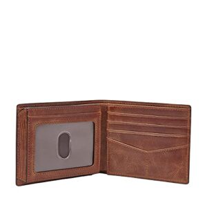 Fossil Men's Derrick Leather RFID-Blocking Bifold with Flip ID Wallet, Brown, (Model: ML3681200)